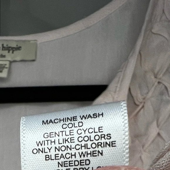 Haute Hippie Tribe Boho Blouse - Light Pink Textured Peasant Top, Size Medium - Picture 3 of 8